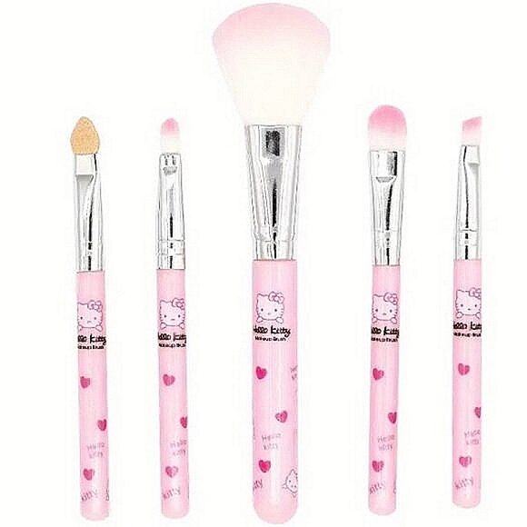 NWT! Hello Kitty Pink Makeup Brush Set with Case! Cosmetics - Picture 3 of 5